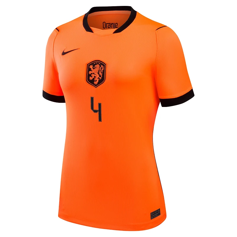 Maillot réplique domicile Nike Virgil van Dijk orange de l'équipe nationale des Pays-Bas 2026 pour femme