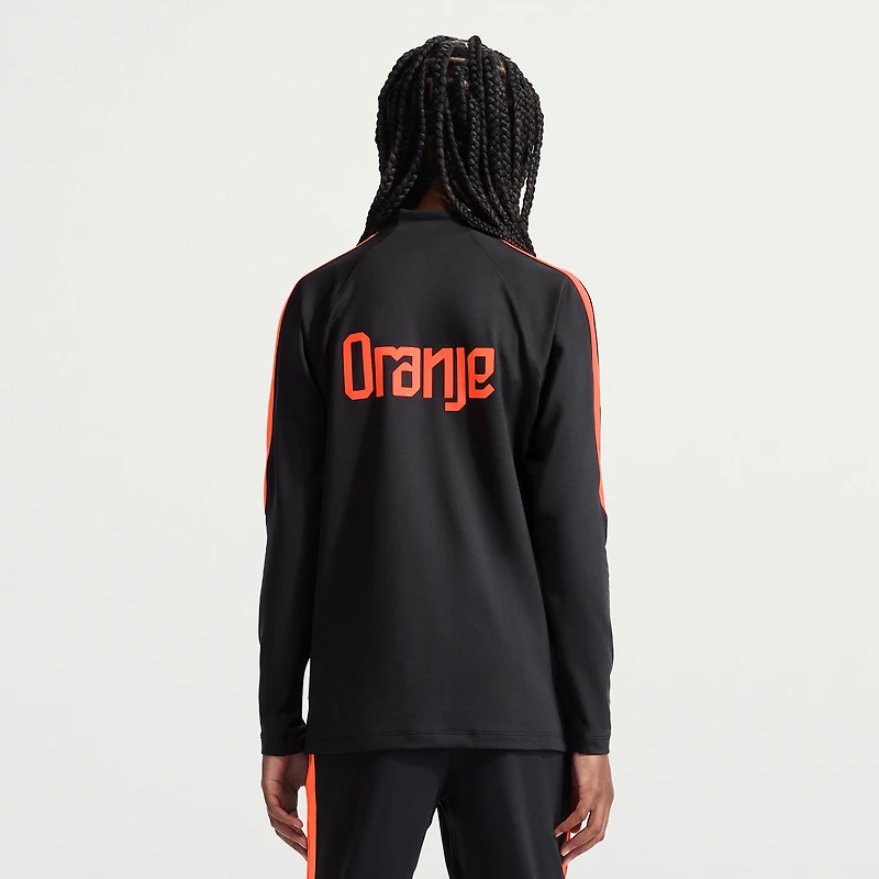 Haut d'entraînement à manches longues et fermeture éclair 1/4 Nike Strike Dri-FIT pour jeunes, équipe nationale des Pays-Bas 2026, noir