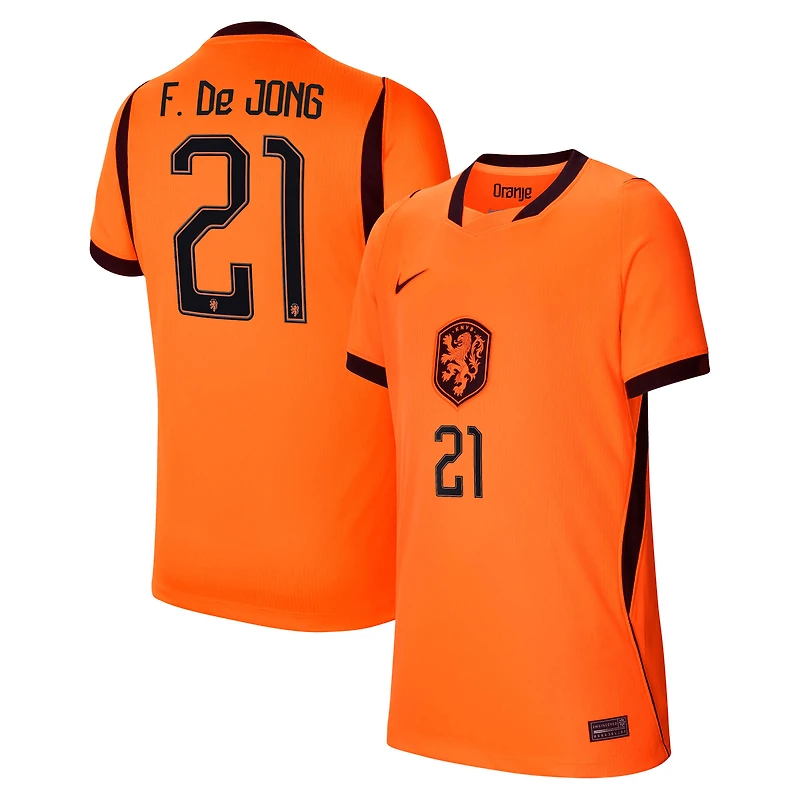 Youth Nike Frenkie de Jong Orange Netherlands National Team 2026 Home Stadium Replica Jersey