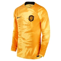 Maillot Nike Orange Pays-Bas Équipe Nationale 2022/23 Domicile Breathe Stadium Réplique Blanc à Manches Longues pour Jeunes