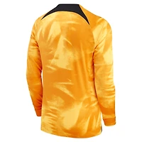 Maillot Nike Orange Pays-Bas Équipe Nationale 2022/23 Domicile Breathe Stadium Réplique Blanc à Manches Longues pour Jeunes