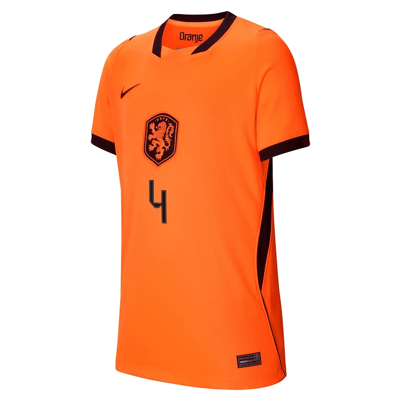 Maillot domicile réplique Nike Virgil van Dijk orange de l'équipe nationale des Pays-Bas 2026 pour jeunes