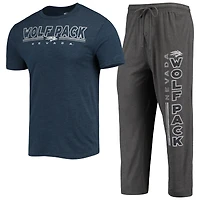 Men's Concepts Sport Heathered Charcoal/Navy Nevada Wolf Pack Meter Top & Pants Sleep Set
