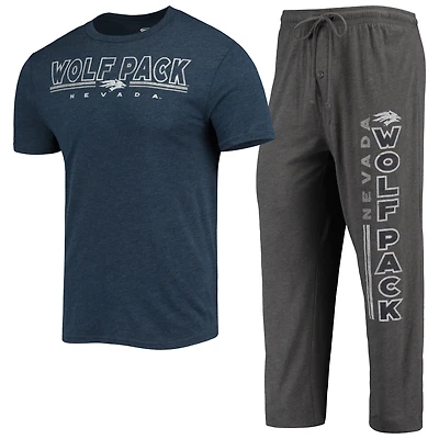 Men's Concepts Sport Heathered Charcoal/Navy Nevada Wolf Pack Meter Top & Pants Sleep Set