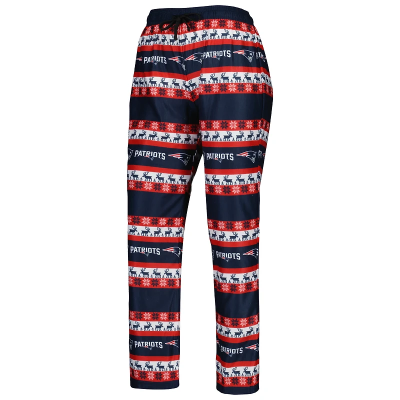 Women's FOCO Navy New England Patriots Wordmark Ugly Pajama Set