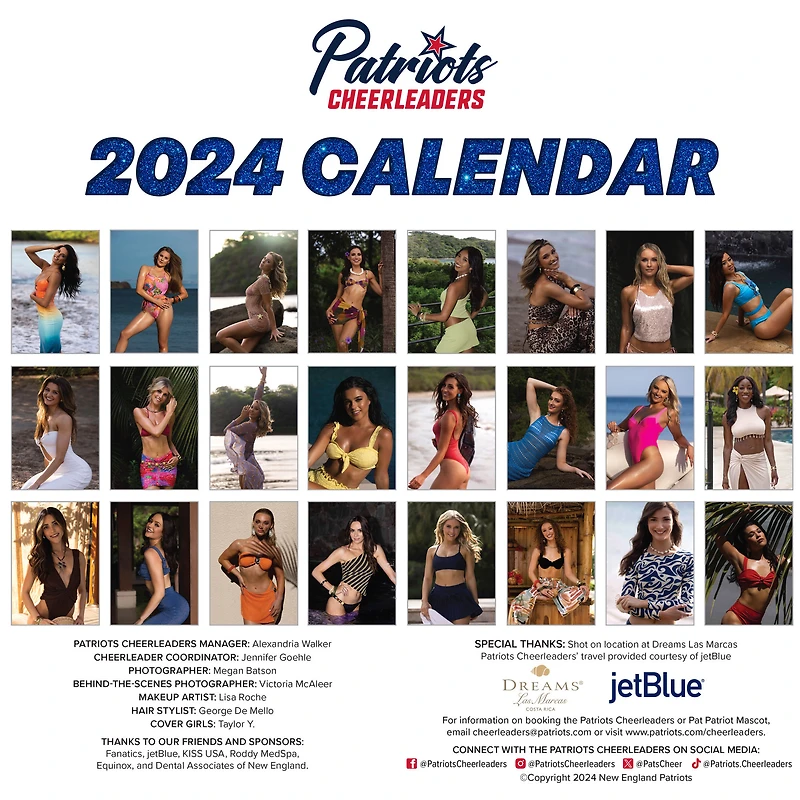 Calendrier 2025 des pom-pom girls des Patriots de la Nouvelle-Angleterre