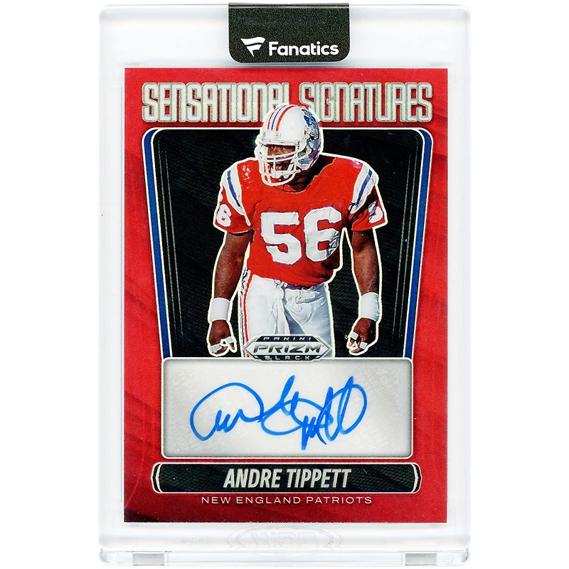 Andre Tippett New England Patriots Autographed 2025 Panini Prizm Black Red Prizm Sensational Signatures #SS-ATT #94/99 Card