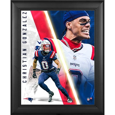 Christian Gonzalez New England Patriots Framed 13" x 16" Radiance Collage