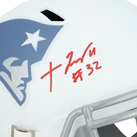 Casque réplique Riddell Rivalry Speed ​​autographié par Drake Maye et TreVeyon Henderson des New England Patriots