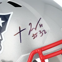 Casque réplique Riddell Speed ​​autographié par Drake Maye et TreVeyon Henderson des New England Patriots