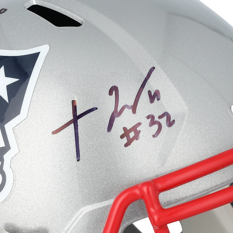 Drake Maye & TreVeyon Henderson New England Patriots Autographed Riddell Speed Replica Helmet