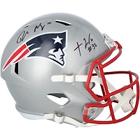 Drake Maye & TreVeyon Henderson New England Patriots Autographed Riddell Speed Replica Helmet