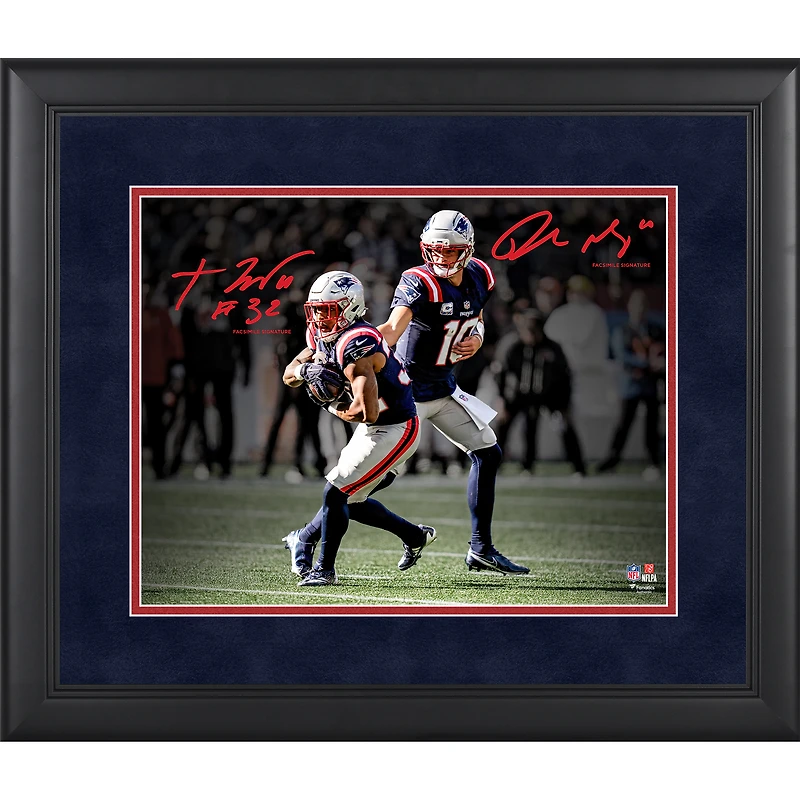 Drake Maye & TreVeyon Henderson New England Patriots Facsimile Signature Framed 11" x 14" Spotlight Photograph