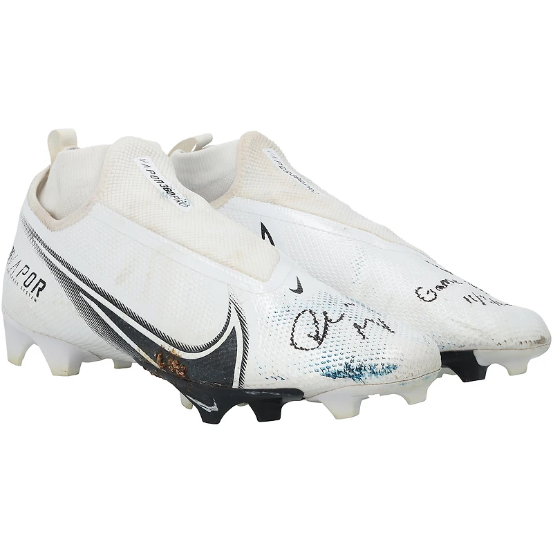 Drake Maye New England Patriots Autographed Game-Used White Nike Cleats vs. Tennessee Titans on November 3, 2024 with "Game Used 11/3/24" Inscription