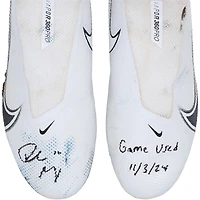 Drake Maye New England Patriots Autographed Game-Used White Nike Cleats vs. Tennessee Titans on November 3, 2024 with "Game Used 11/3/24" Inscription