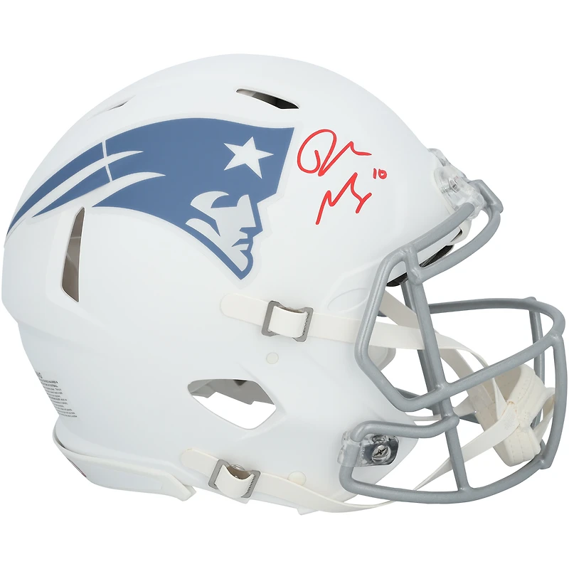 Drake Maye New England Patriots Autographed Riddell Rivalry Speed Authentic Helmet