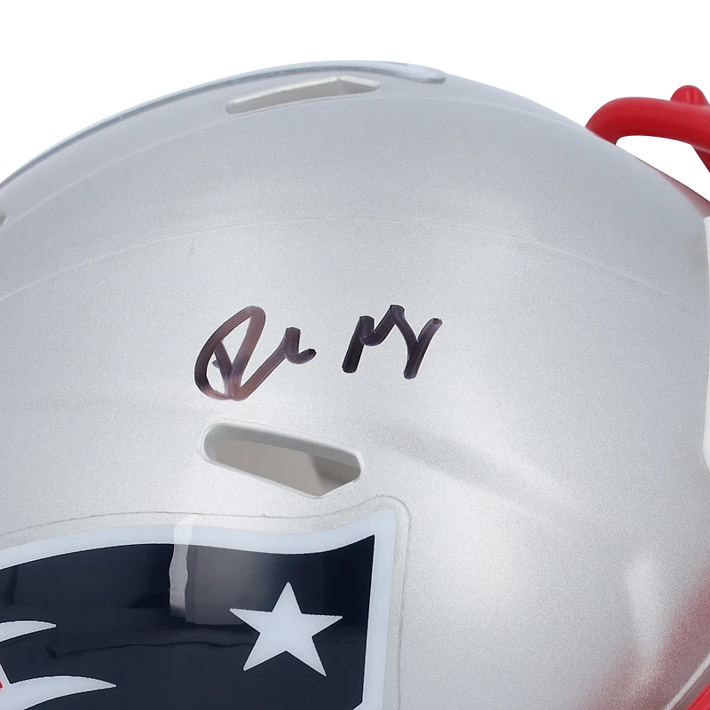 Casque Riddell Speed ​​Mini autographié par Drake Maye New England Patriots