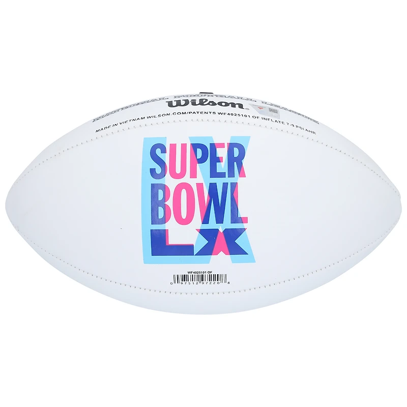 Drake Maye New England Patriots Autographed Super Bowl LX Wilson White Panel Football