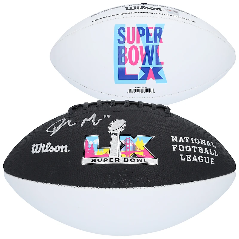 Drake Maye New England Patriots Autographed Super Bowl LX Wilson White Panel Football
