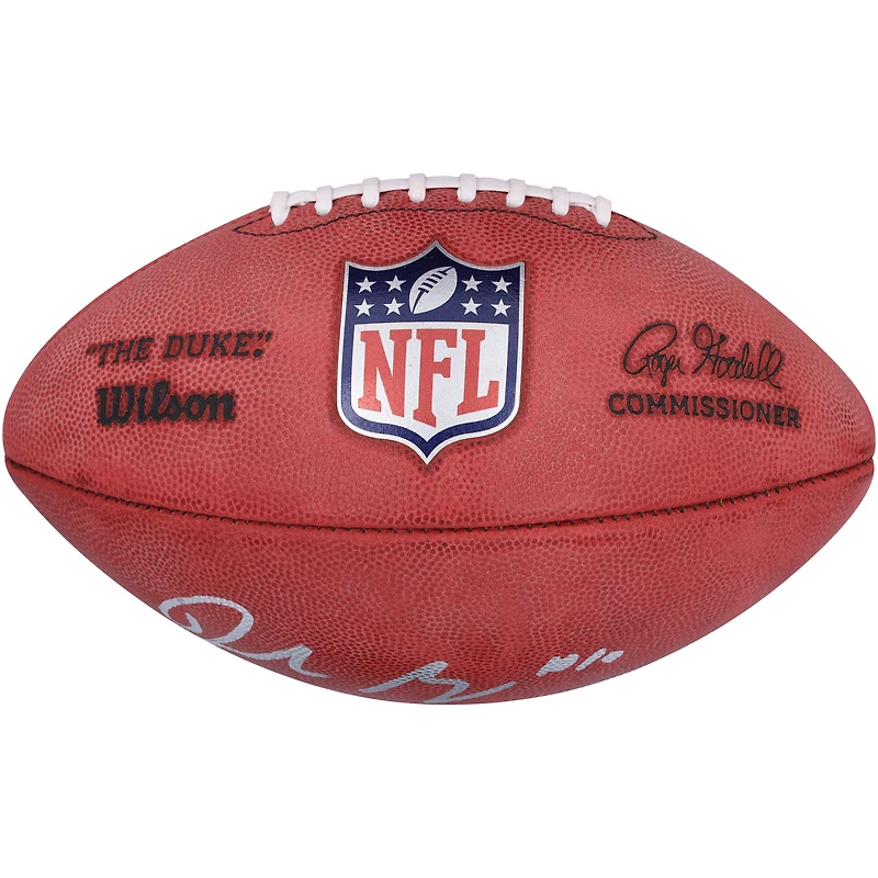 Ballon de football américain Wilson Duke en couleur, autographié par Drake Maye (New England Patriots)
