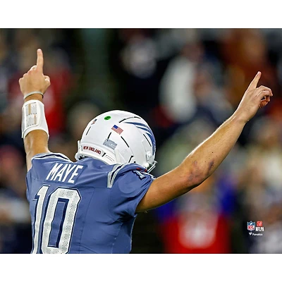 Drake Maye New England Patriots Unsigned 2025 Week 11 Arms Up Touchdown Celebration Photograph