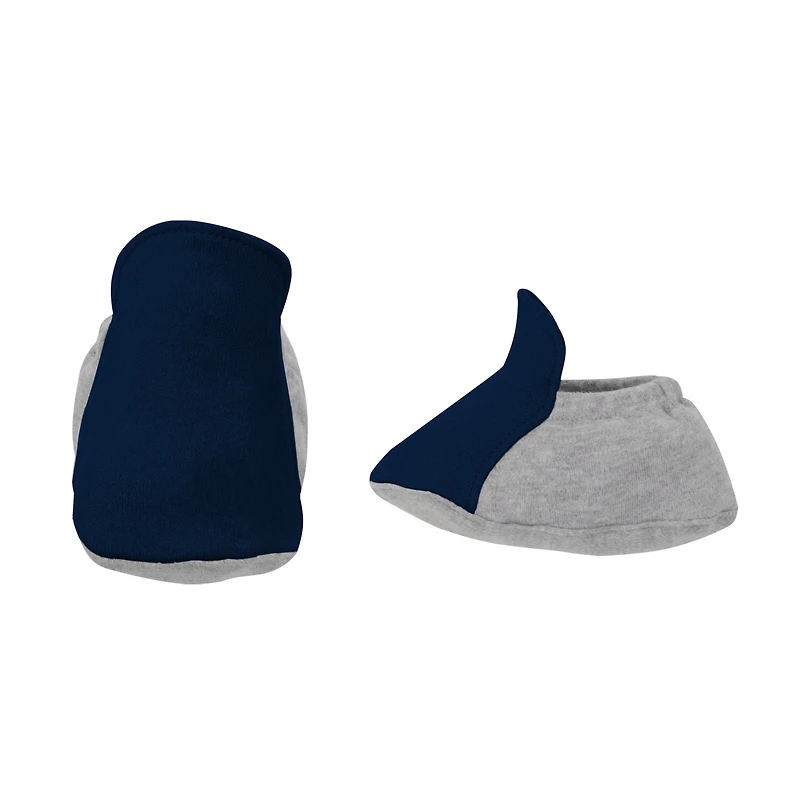 Girls Newborn & Infant Navy/Heathered Gray New England Patriots All The Love Bodysuit Bib Booties Set