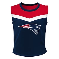 Ensemble deux pièces de pom-pom girl Spirit des New England Patriots pour filles d'âge préscolaire avec bloomers