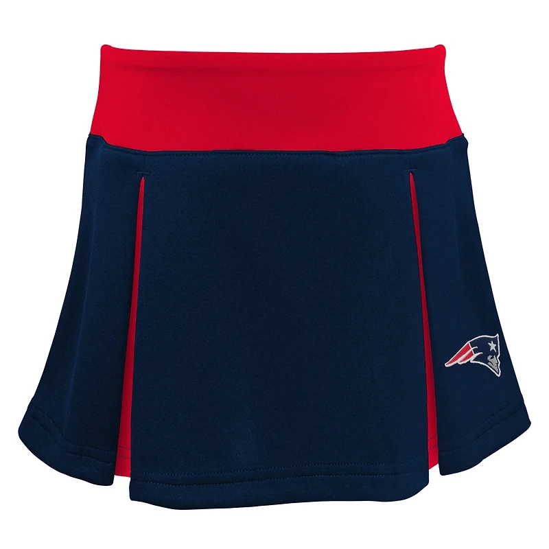 Ensemble deux pièces de pom-pom girl Spirit des New England Patriots pour filles d'âge préscolaire avec bloomers
