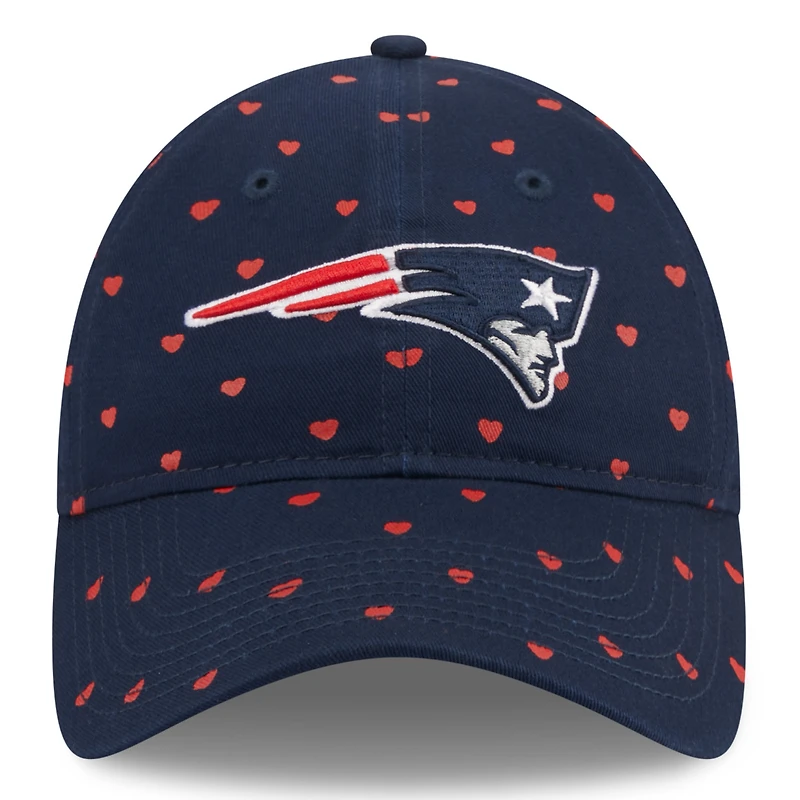 Girls Toddler Navy New England Patriots Hearts 9TWENTY Adjustable Hat
