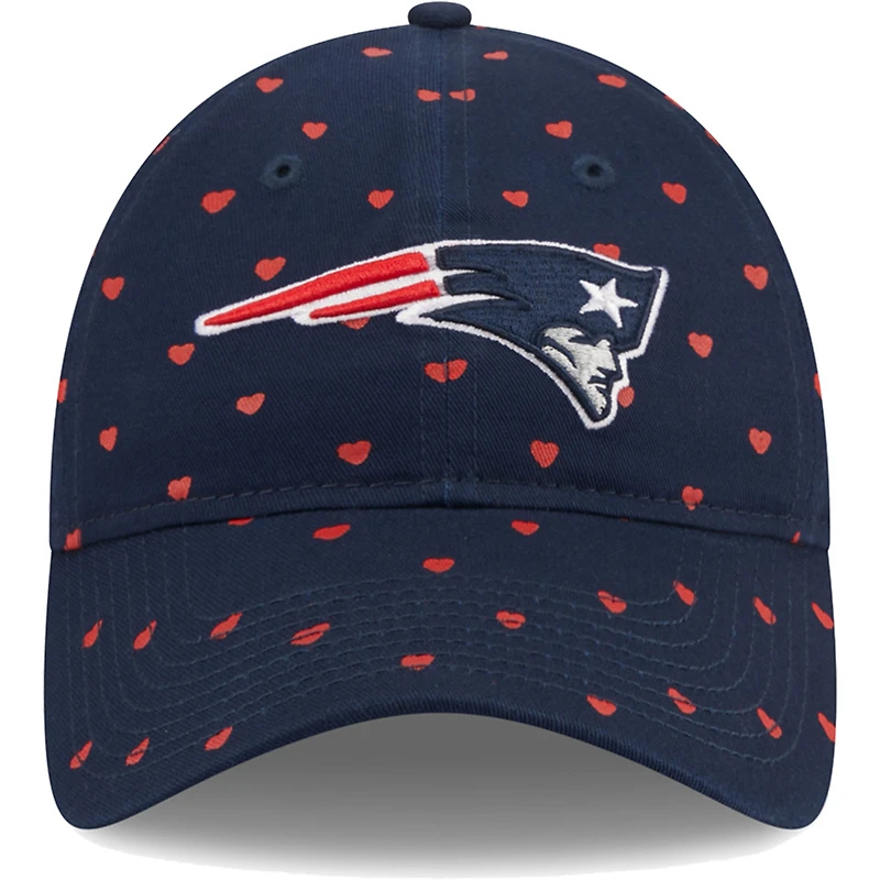 Girls Youth New Era  Navy New England Patriots Hearts 9TWENTY Adjustable Hat