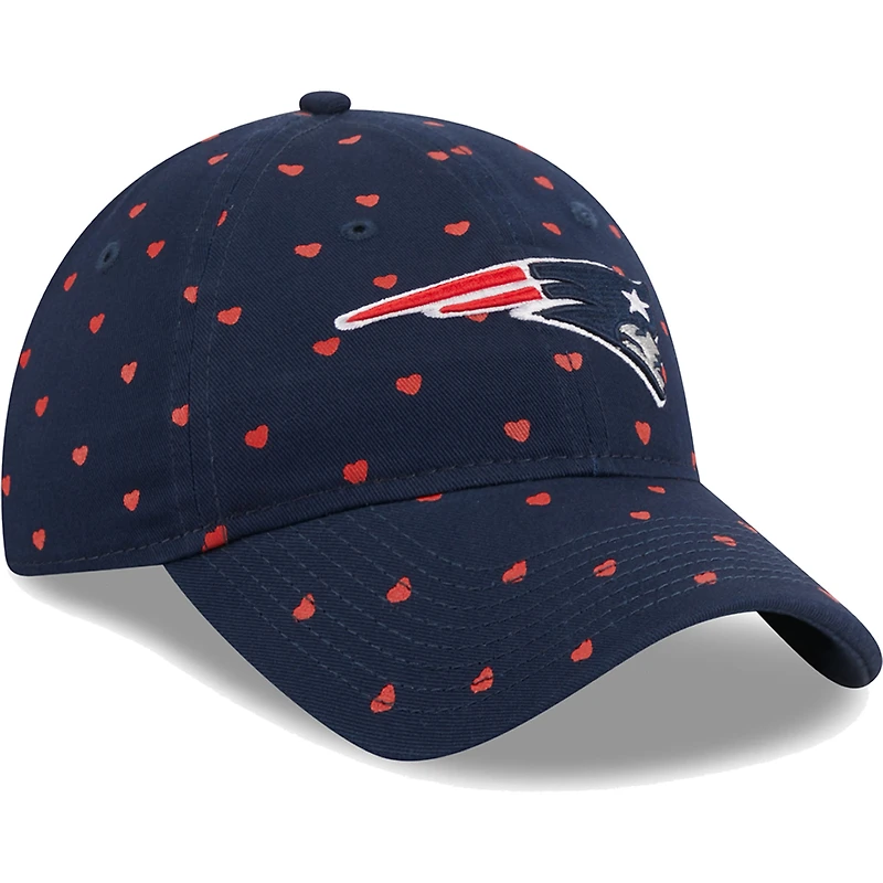 Girls Youth New Era  Navy New England Patriots Hearts 9TWENTY Adjustable Hat