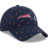 Girls Youth New Era  Navy New England Patriots Hearts 9TWENTY Adjustable Hat