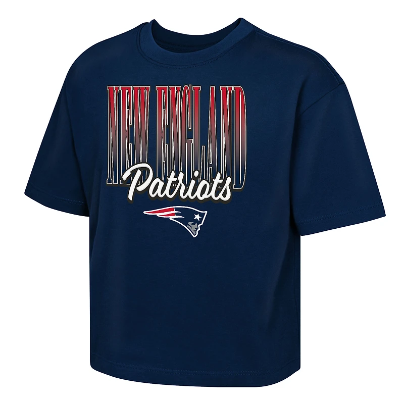 T-shirt ample bleu marine New England Patriots pour jeunes filles Outerstuff