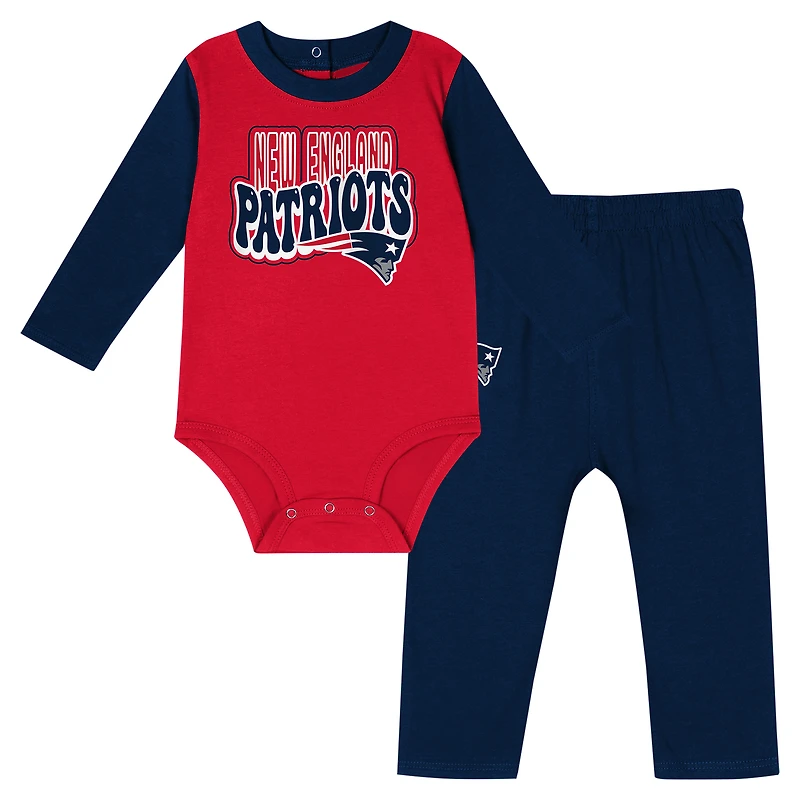 Ensemble body à manches longues et pantalon Double Up pour bébé New England Patriots
