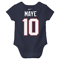 Body bébé Nike Drake Maye bleu marine avec nom et numéro des New England Patriots