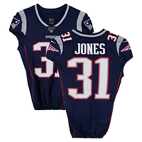 Maillot Nike bleu marine n° 31 porté par Jonathan Jones, joueur des New England Patriots, saison 2019 de la NFL