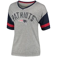 Junior's Heathered Gray New England Patriots Let's Huddle Burnout T-Shirt
