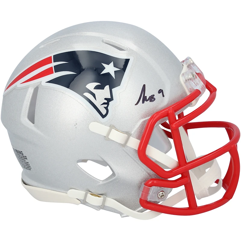 Mini-casque Riddell Speed autographié par Kayshon Boutte, des New England Patriots