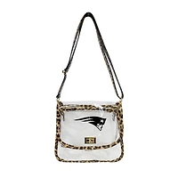 Logo Brands New England Patriots Leopard Print Trim Clear Purse