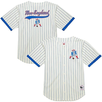 Chemise boutonnée en maille à logo vintage Final Seconds des New England Patriots de Mitchell & Ness pour homme, couleur crème