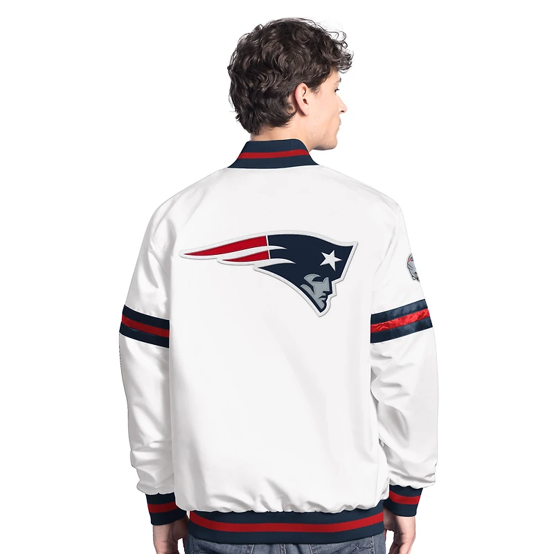 Men's Starter White New England Patriots Scout Full-Snap Varsity Jacket