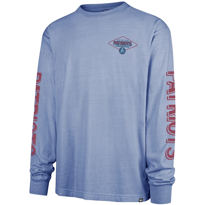 T-shirt à manches longues rétro bleu « 47 » pour homme des New England Patriots, Cairn Ravine Foundation