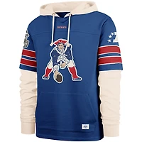 Men's '47  Blue New England Patriots Throwback Split Zone Cornerback Duo Hoodie