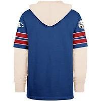 Men's '47  Blue New England Patriots Throwback Split Zone Cornerback Duo Hoodie