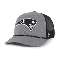 Casquette ajustable en corde de carbone des Patriots de la Nouvelle-Angleterre « 47 » pour homme, couleur anthracite chiné