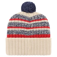 Bonnet en tricot à revers Tavern '47 Natural New England Patriots pour hommes avec pompon