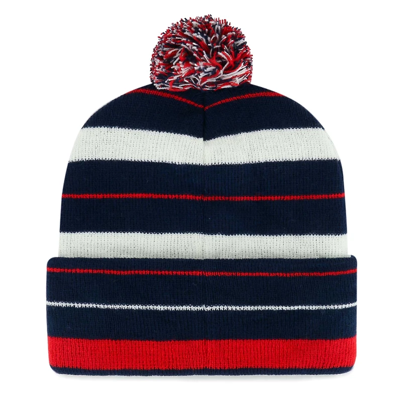 Bonnet en tricot à revers Powerline '47 Navy New England Patriots pour hommes avec pompon