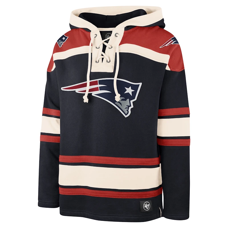 Men's '47 Navy New England Patriots Superior Lacer Pullover Hoodie
