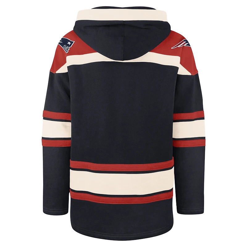 Men's '47 Navy New England Patriots Superior Lacer Pullover Hoodie