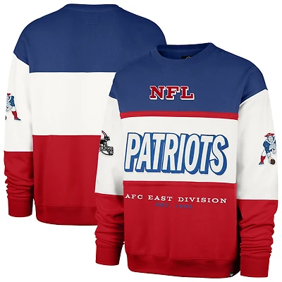 Men's '47  Royal/Red New England Patriots Throwback Breeze Maximalist Sweatshirt